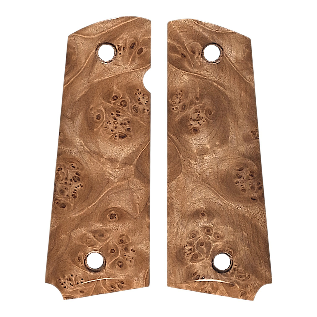Finished Maple Burl Full Size 1911 Grips #1