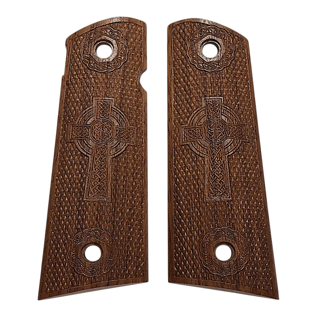 CLEARANCE - Walnut Celtic Cross #2 1911 Grips (Full Size)