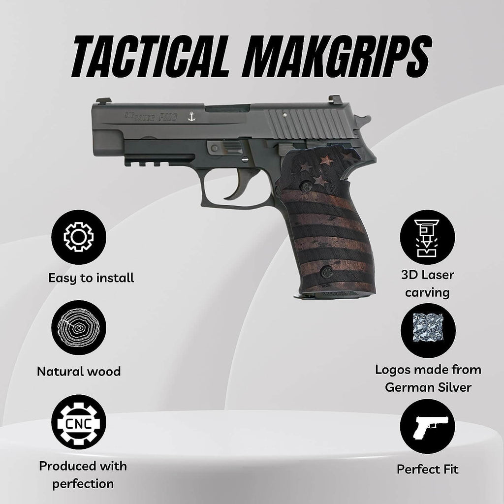 Compatible with Sig Sauer P226 LDC II and LDC 2 Walnut Wood Grips