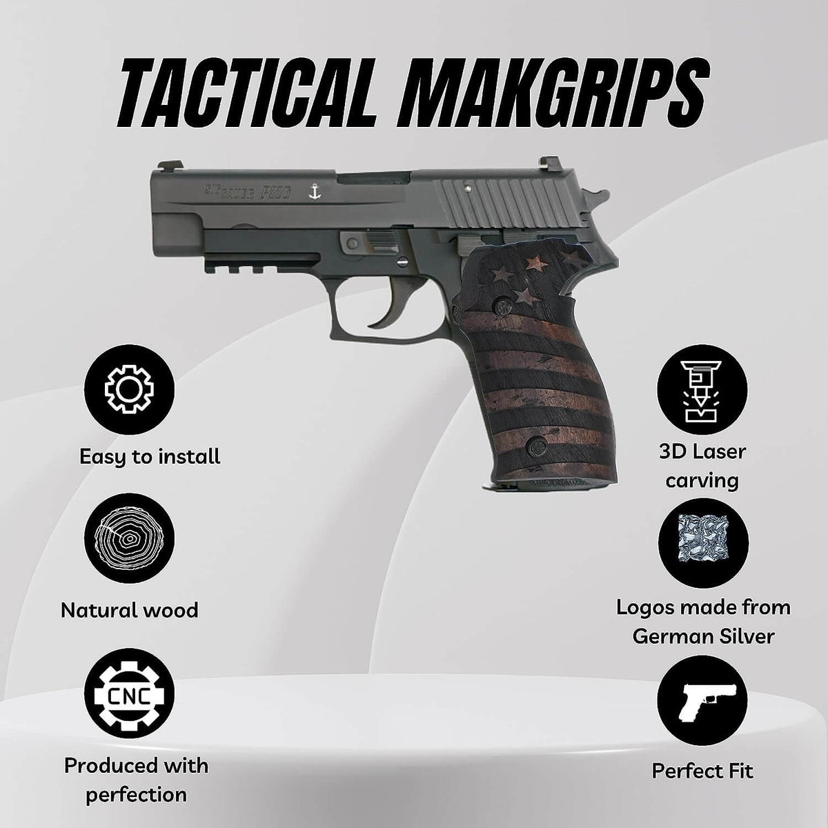 Compatible with Sig Sauer P226 LDC II and LDC 2 Walnut Wood Grips