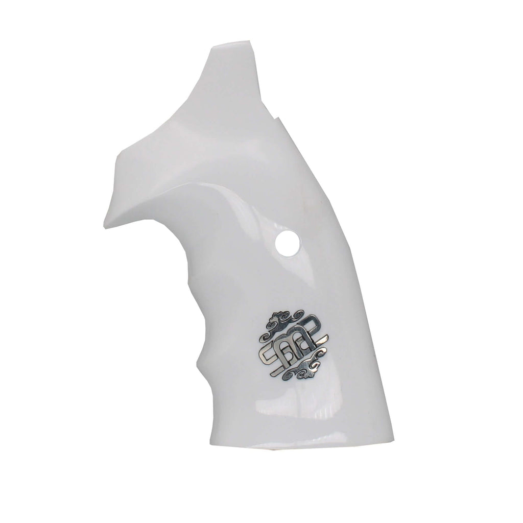 Compatible with S&W 357 KL Frame Squarebutt Acrylic Grips Silver Metal
