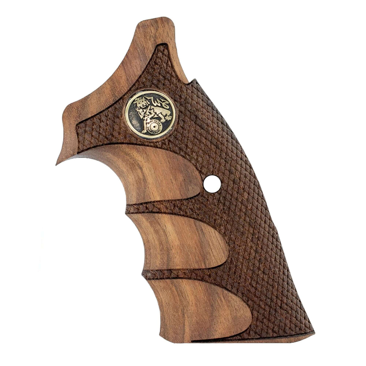 Compatible with S&W 357 KL Frame Squarebutt Wood Grips Gold Metal