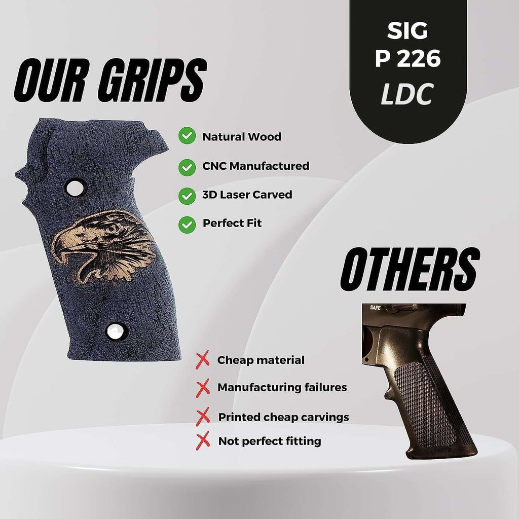 Compatible with Sig Sauer P226 LDC II and LDC 2 Walnut Wood Grips