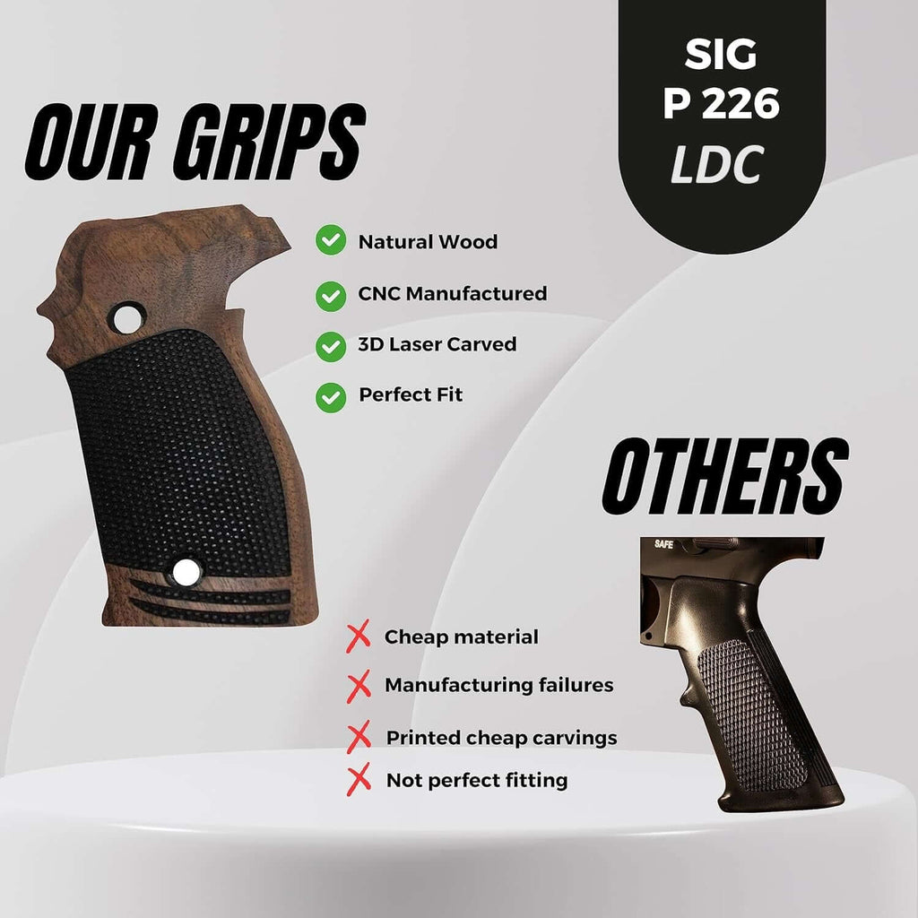 Compatible with Sig Sauer P226 LDC II and LDC 2 Walnut Wood Grips
