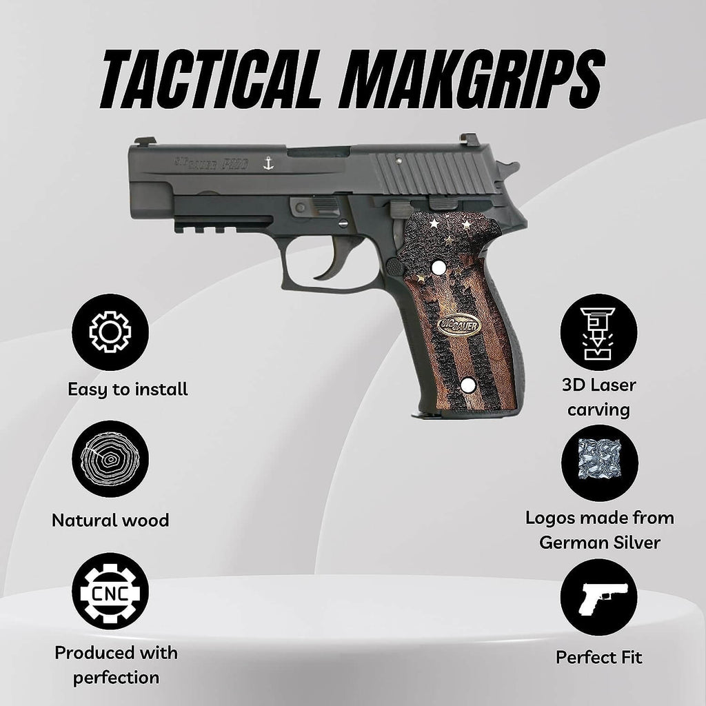 Compatible with Sig Sauer P226 LDC II and LDC 2 Walnut Wood Grips