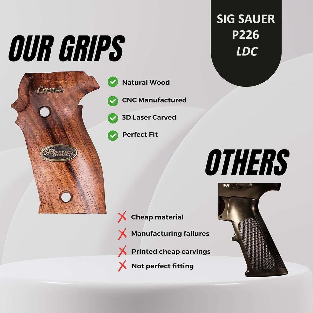 Compatible with Sig Sauer P226 LDC II and LDC 2 Walnut Wood Grips
