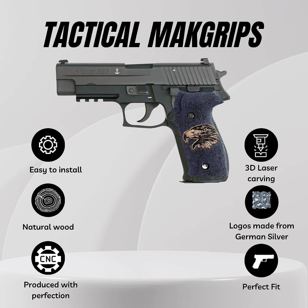 Compatible with Sig Sauer P226 LDC II and LDC 2 Walnut Wood Grips