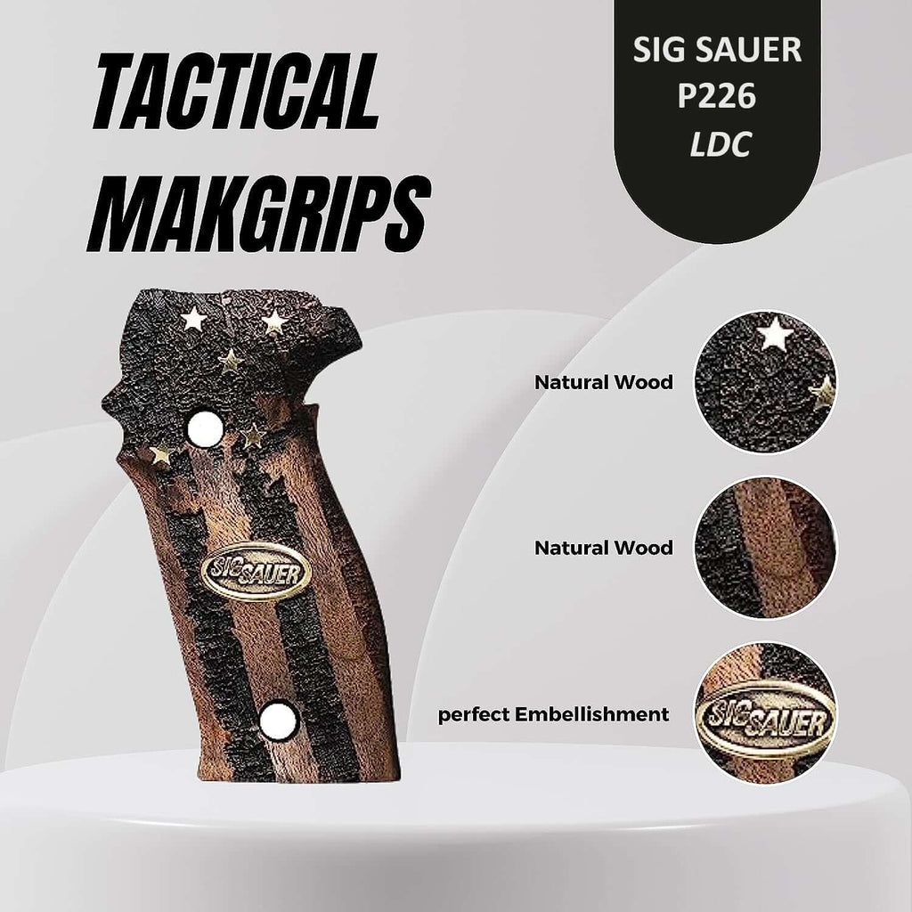 Compatible with Sig Sauer P226 LDC II and LDC 2 Walnut Wood Grips