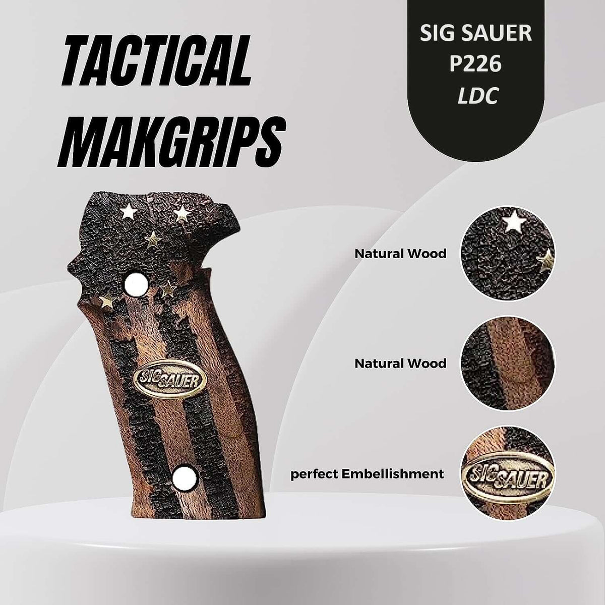 Compatible with Sig Sauer P226 LDC II and LDC 2 Walnut Wood Grips