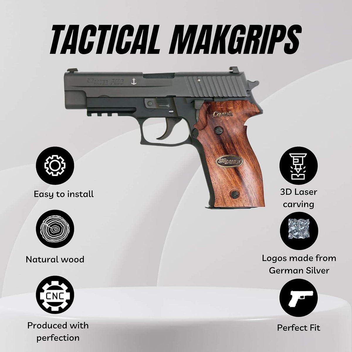 Compatible with Sig Sauer P226 LDC II and LDC 2 Walnut Wood Grips