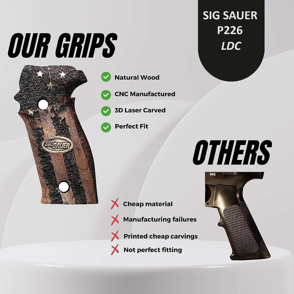 Compatible with Sig Sauer P226 LDC II and LDC 2 Walnut Wood Grips