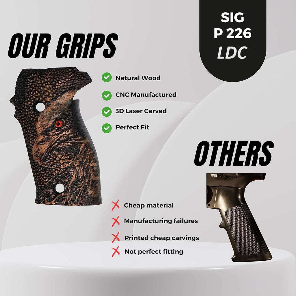 Compatible with Sig Sauer P226 LDC II and LDC 2 Walnut Wood Grips