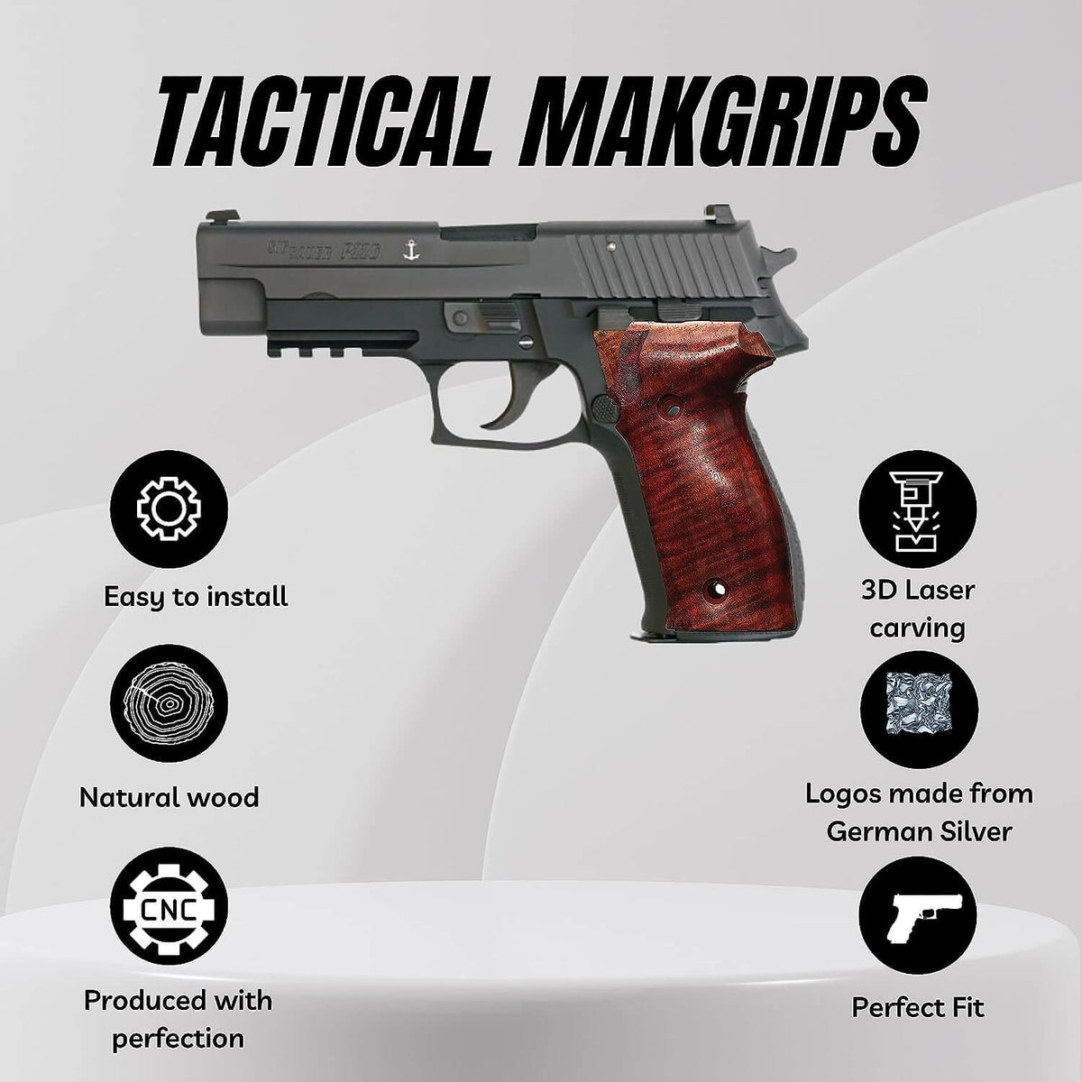 Compatible with Sig Sauer P226 LDC II and LDC 2 Walnut Wood Grips