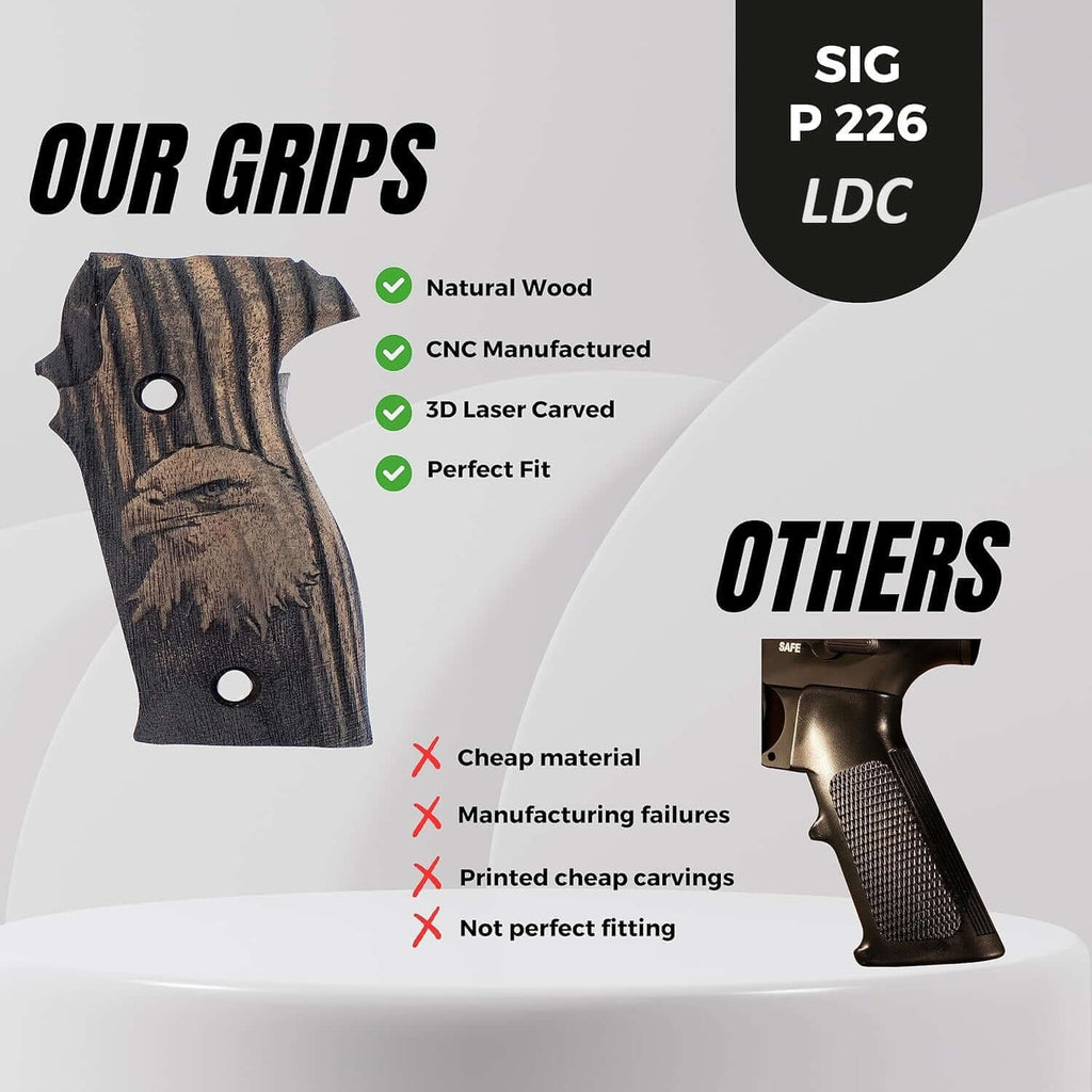 Compatible with Sig Sauer P226 LDC II and LDC 2 Walnut Wood Grips