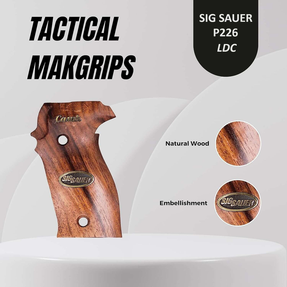 Compatible with Sig Sauer P226 LDC II and LDC 2 Walnut Wood Grips