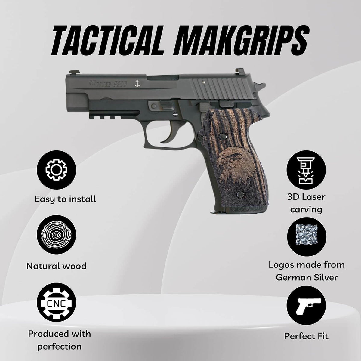 Compatible with Sig Sauer P226 LDC II and LDC 2 Walnut Wood Grips