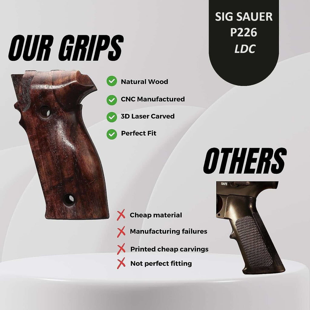 Compatible with Sig Sauer P226 LDC II and LDC 2 Walnut Wood Grips