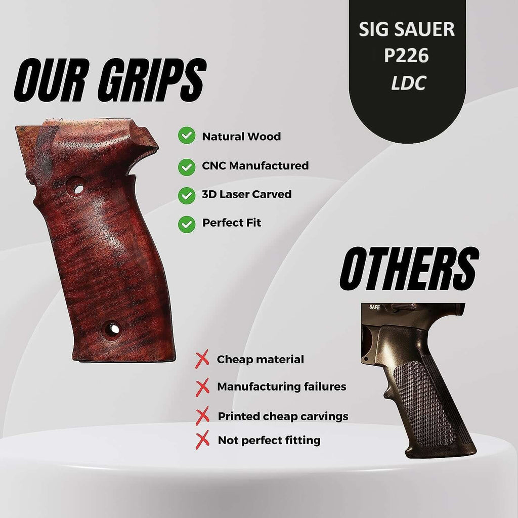 Compatible with Sig Sauer P226 LDC II and LDC 2 Walnut Wood Grips