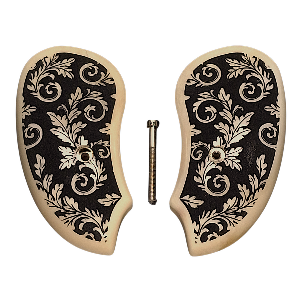 Genuine Giraffe Bone Floral Inked Extended Bond Arms Derringer Grips
