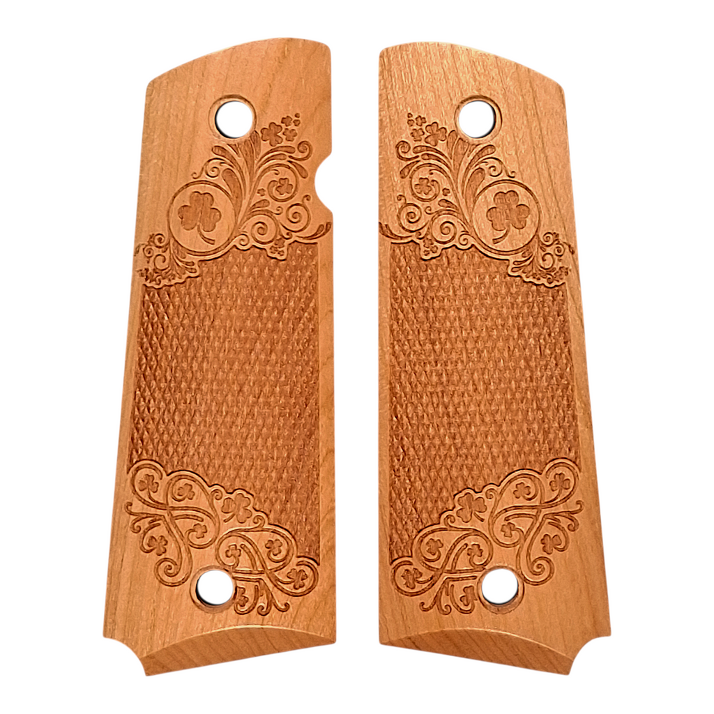 Cherry Shamrock Checkered 1911 Grips (Full Size)
