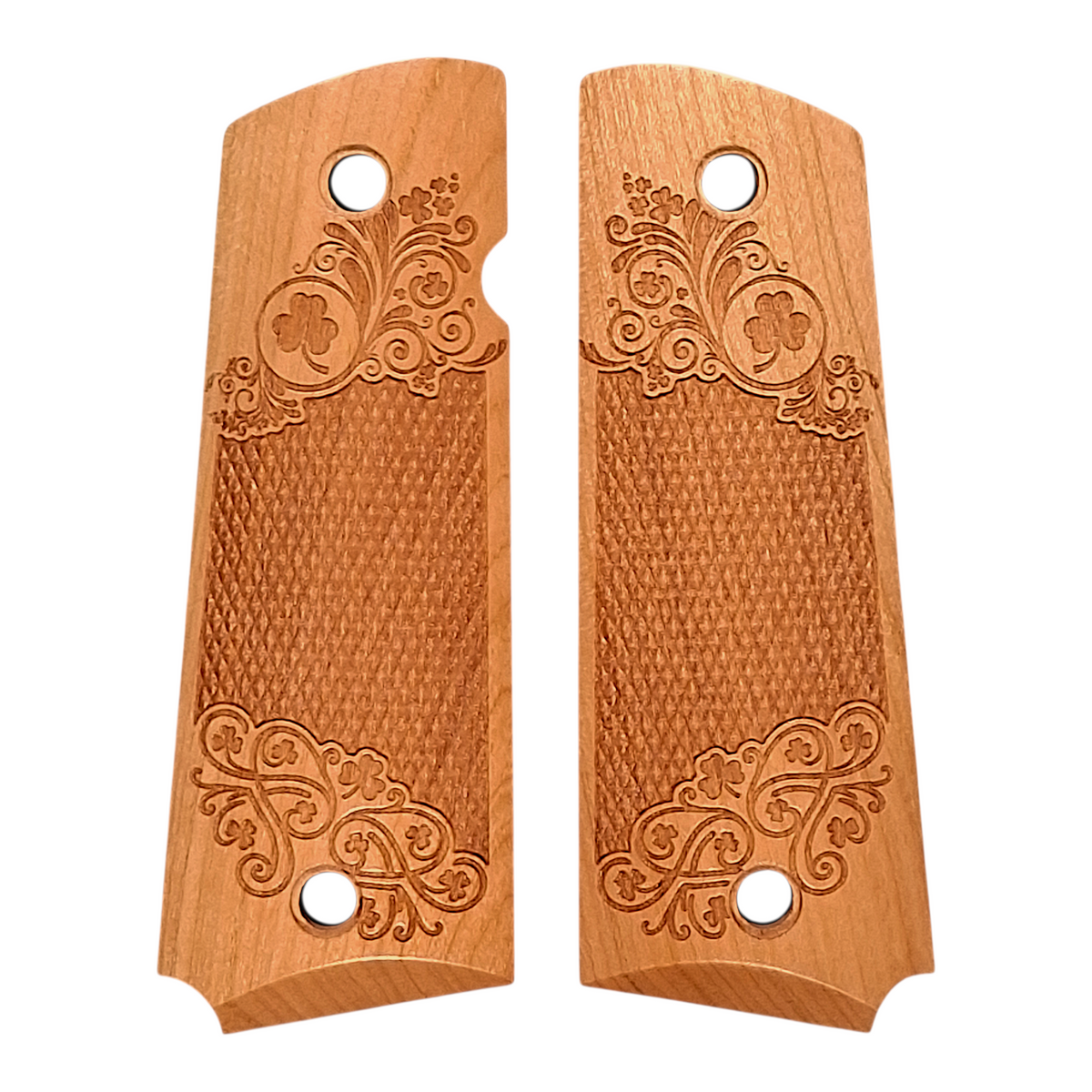 Cherry Shamrock Checkered 1911 Grips (Full Size)