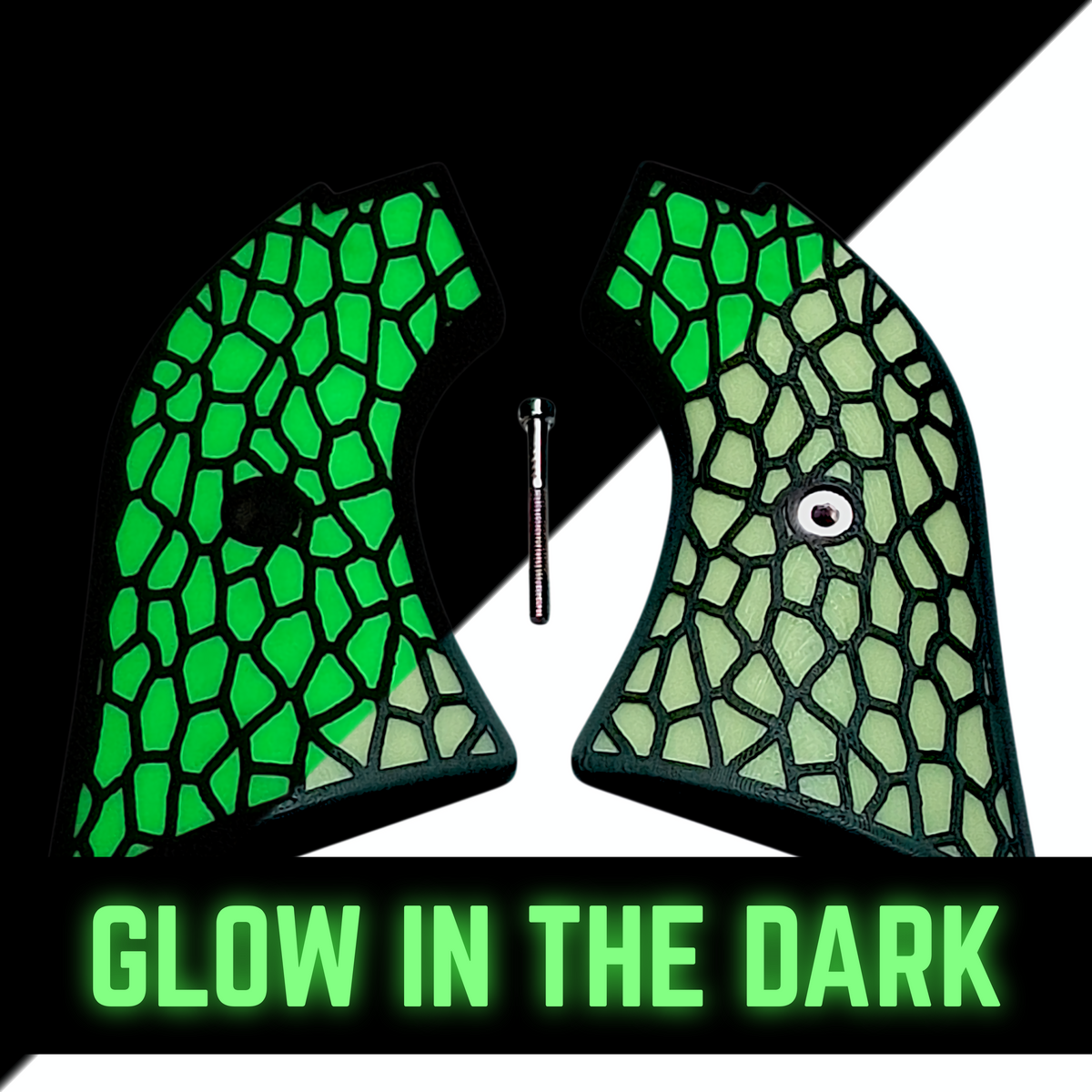Glow in the Dark & Black Reptile Printed Heritage Rough Rider Grips