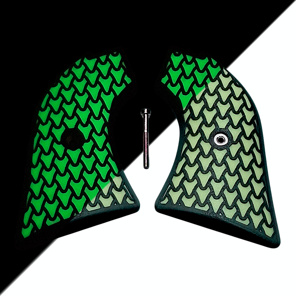 Glow in the Dark & Black Dragon Scale Printed Heritage Rough Rider Grips