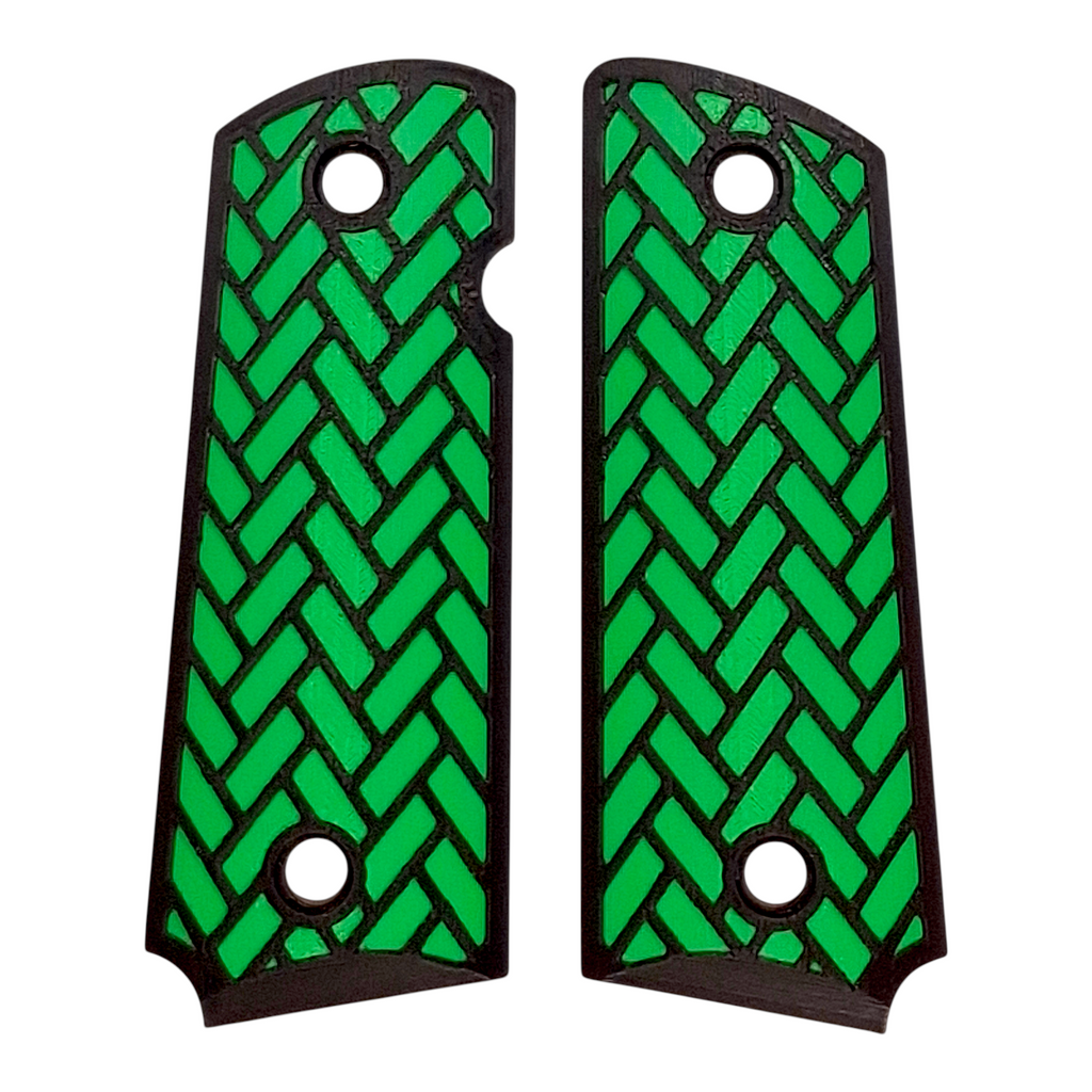 Green & Black Weave Printed 1911 Grips (Compact)