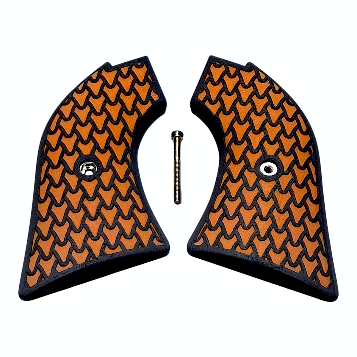 Orange & Black Dragon Scale Printed Heritage Rough Rider Grips