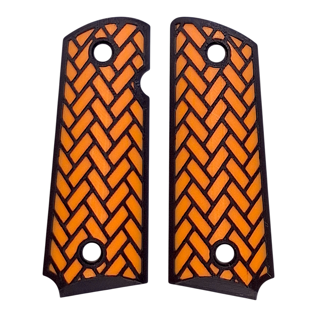 Orange & Black Weave Printed 1911 Grips (Compact)
