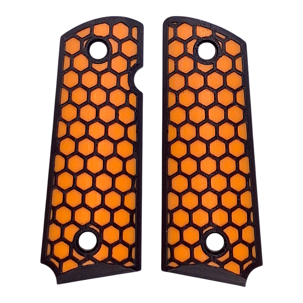 Orange & Black Honeycomb Printed 1911 Grips (Compact)