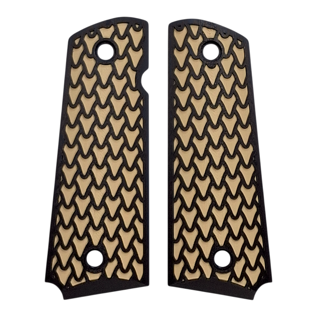 Desert Tan & Black Dragon Scale Printed 1911 Grips (Full Size)