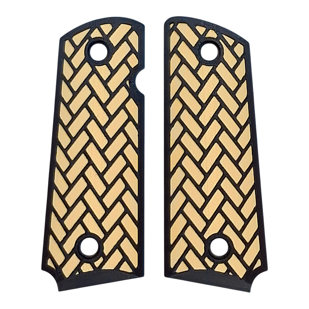 Desert Tan & Black Weave Printed 1911 Grips (Compact)