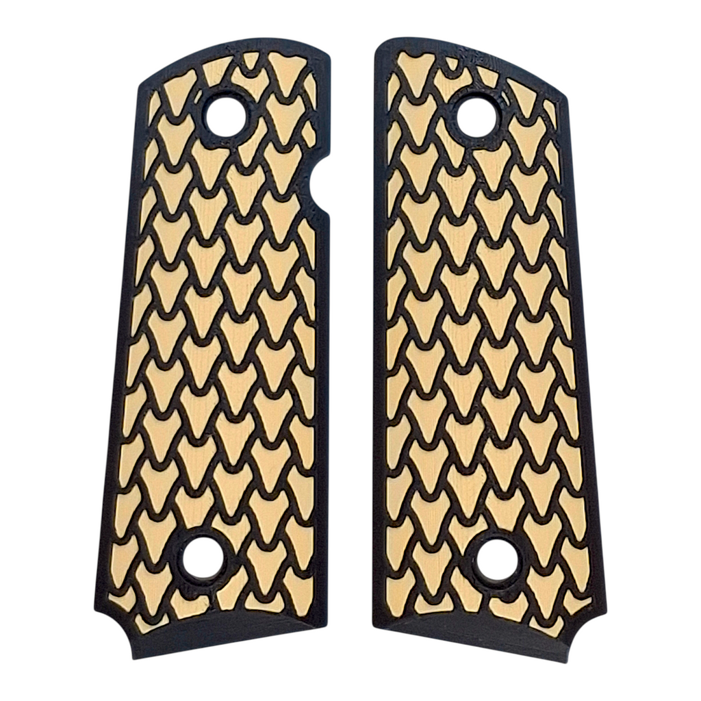 Desert Tan & Black Dragon Scale Printed 1911 Grips (Compact)
