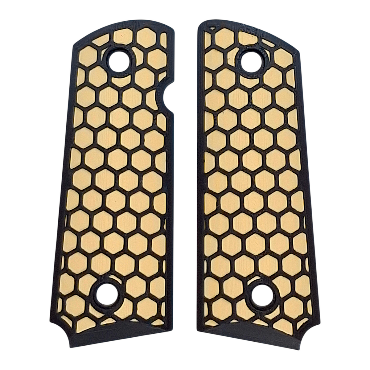 Desert Tan & Black Honeycomb Printed 1911 Grips (Compact)