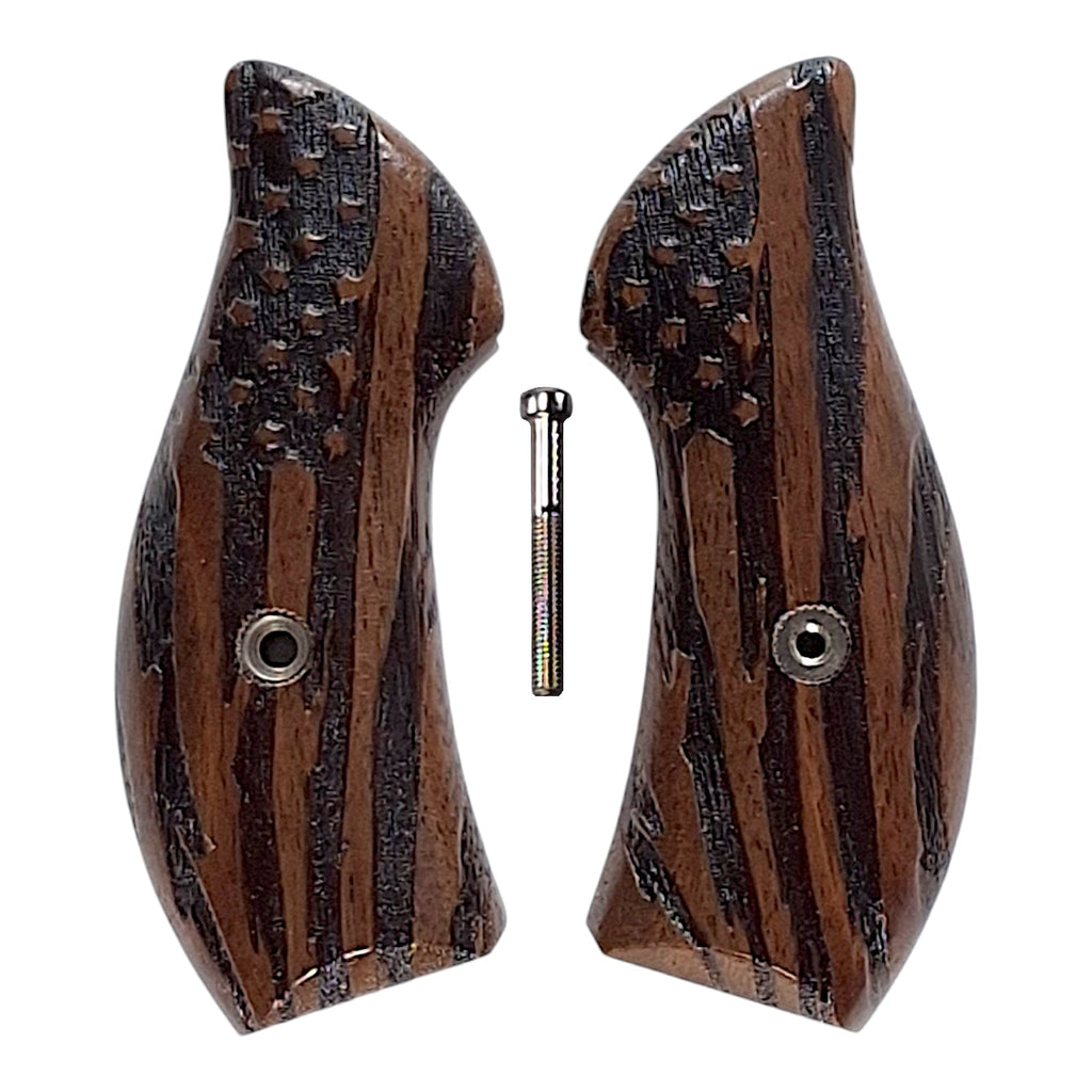 Walnut American Flag Smith & Wesson J-Frame Grips