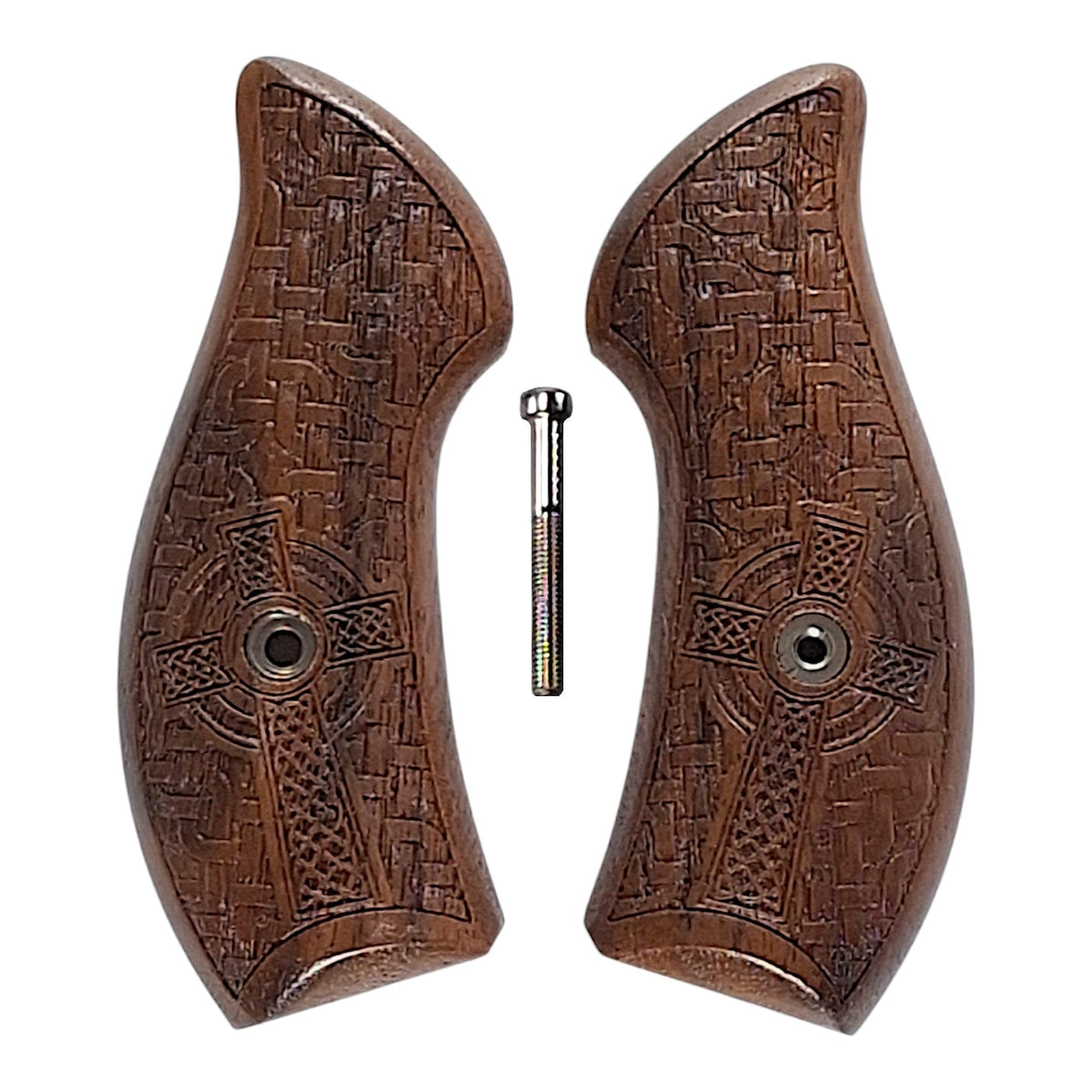 Walnut Braided Celtic Cross Smith & Wesson J-Frame Grips