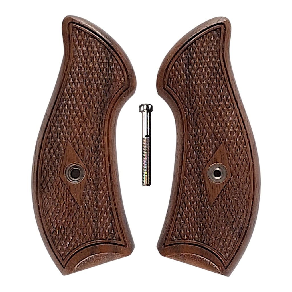 Walnut Checkered Smith & Wesson J-Frame Grips