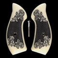 Faux Ivory Floral Checkered Smith & Wesson J-Frame Grips