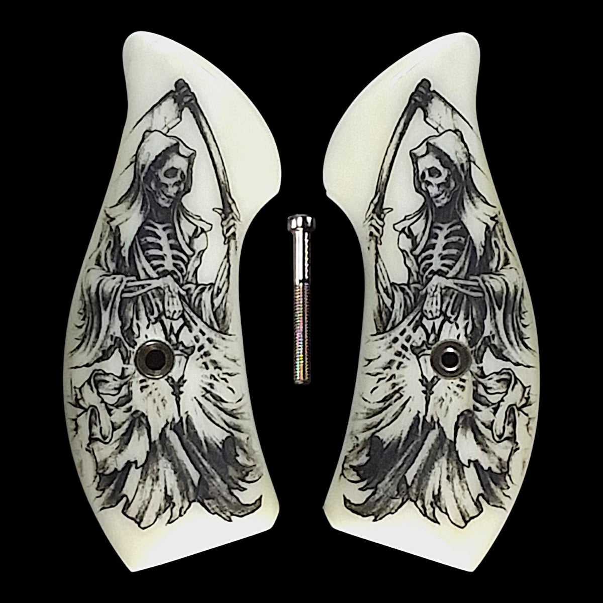 Faux Ivory Grim Reaper Smith & Wesson J-Frame Grips
