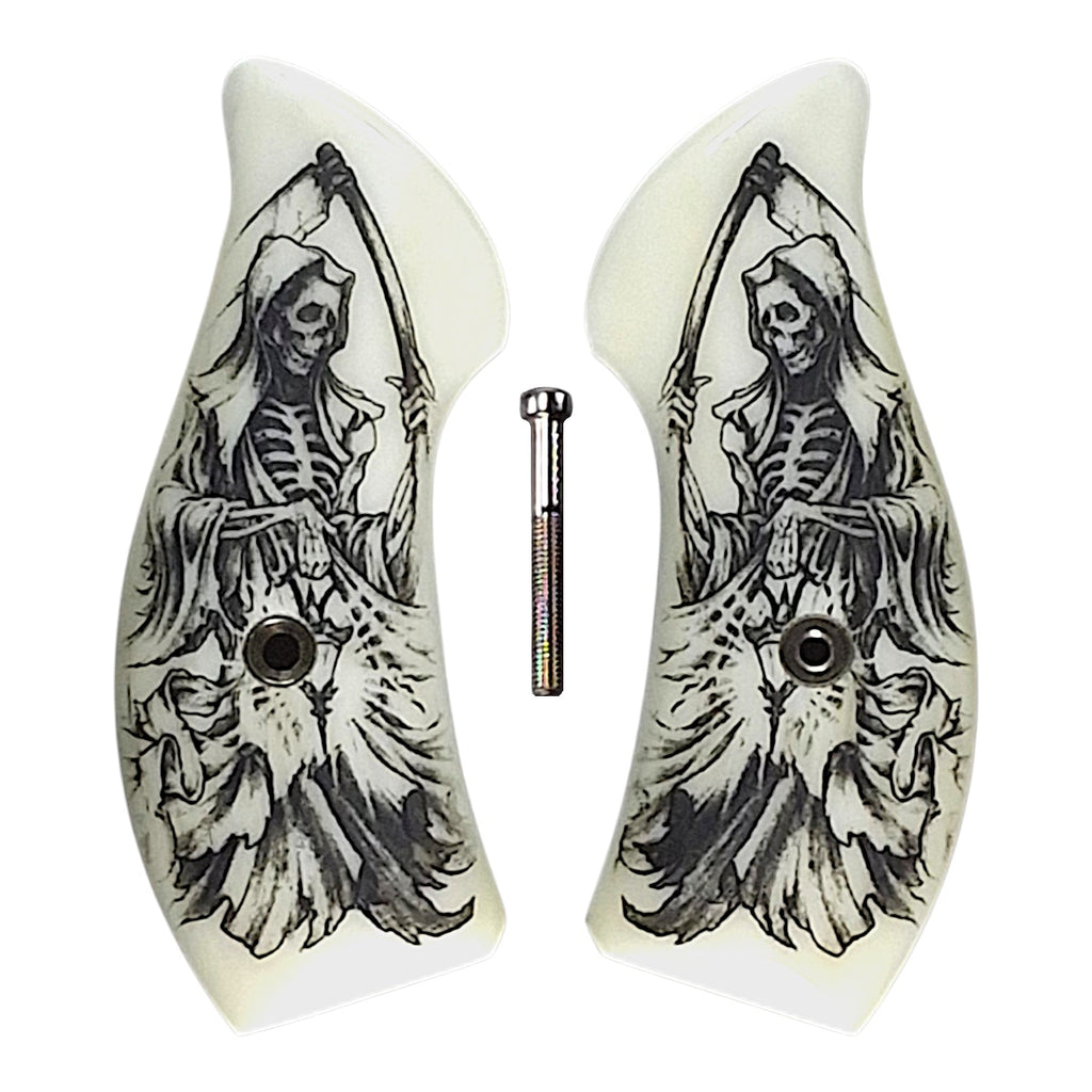 Faux Ivory Grim Reaper Smith & Wesson J-Frame Grips
