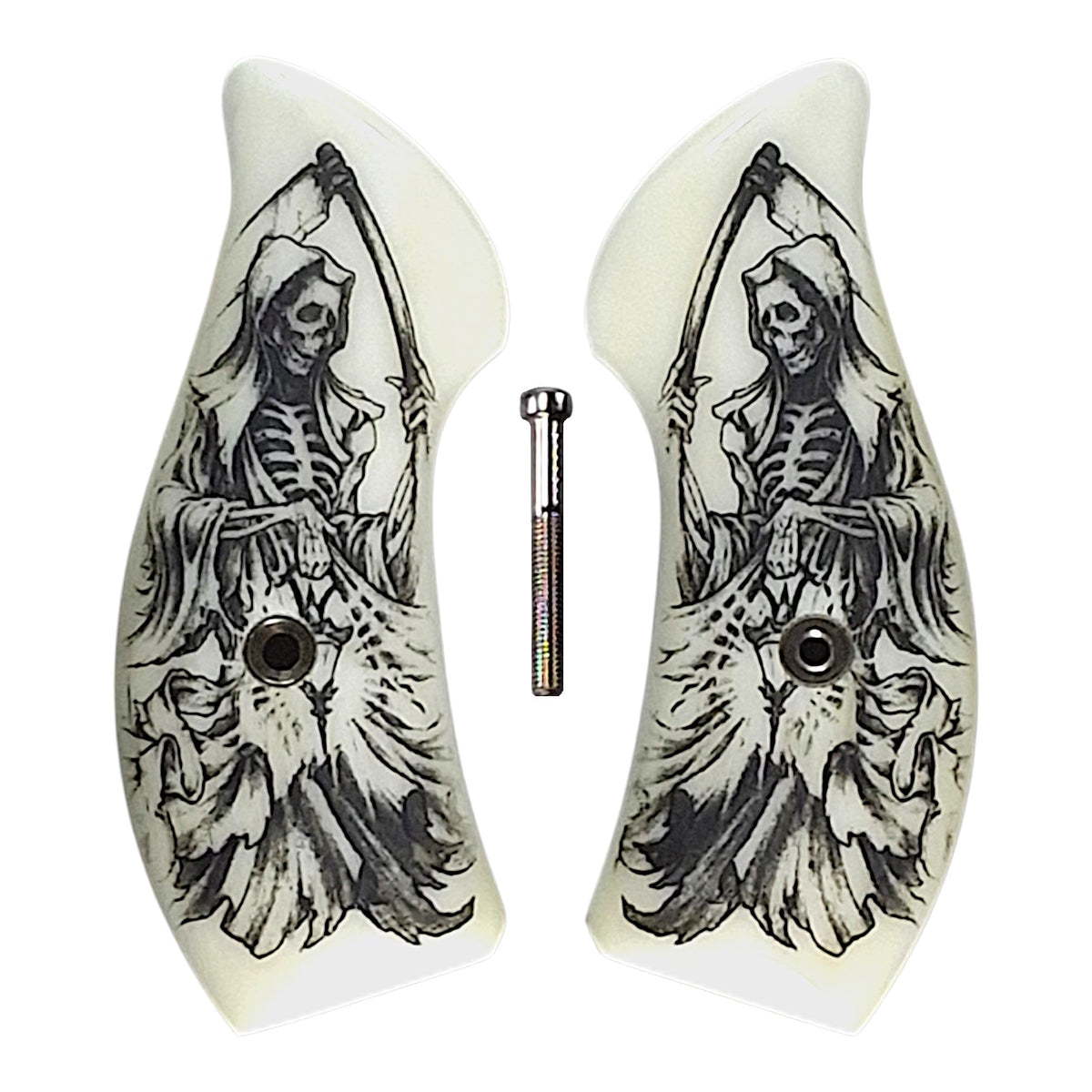 Faux Ivory Grim Reaper Smith & Wesson J-Frame Grips