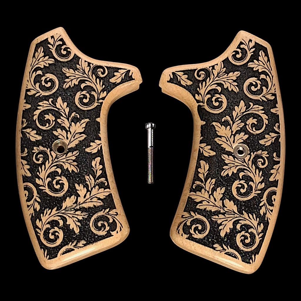 Maple Floral Inked Extended Smith & Wesson J-Frame Grips