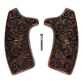 Walnut Floral Inked Extended Smith & Wesson J-Frame Grips