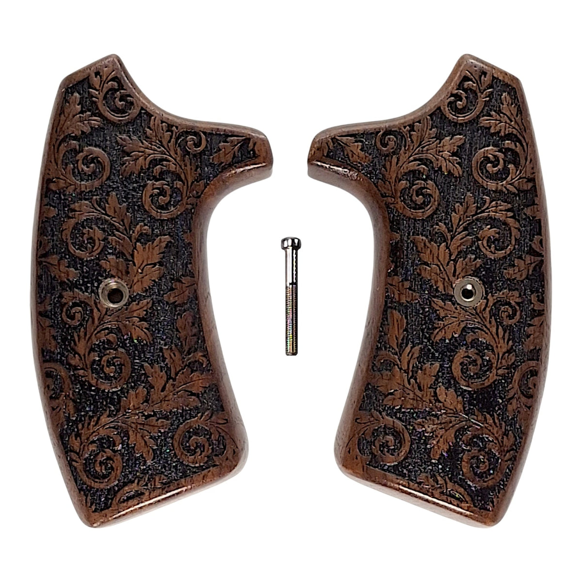 Walnut Floral Inked Extended Smith & Wesson J-Frame Grips