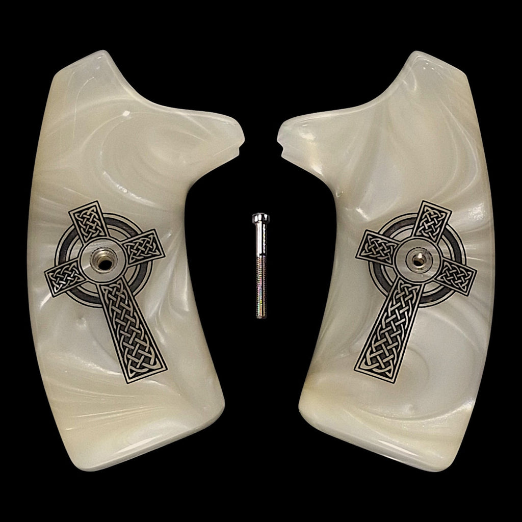 Pearl Celtic Cross Extended Smith & Wesson J-Frame Grips