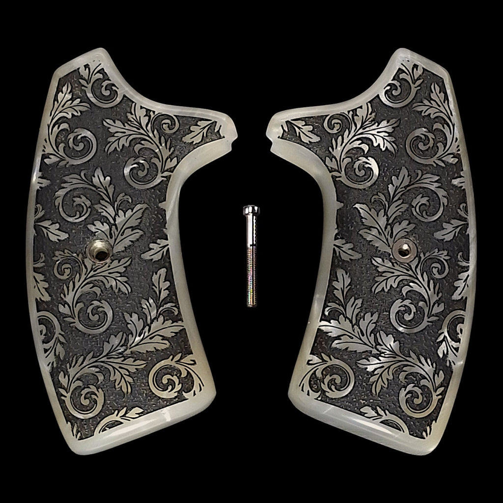 Pearl Floral Scroll Extended Smith & Wesson J-Frame Grips