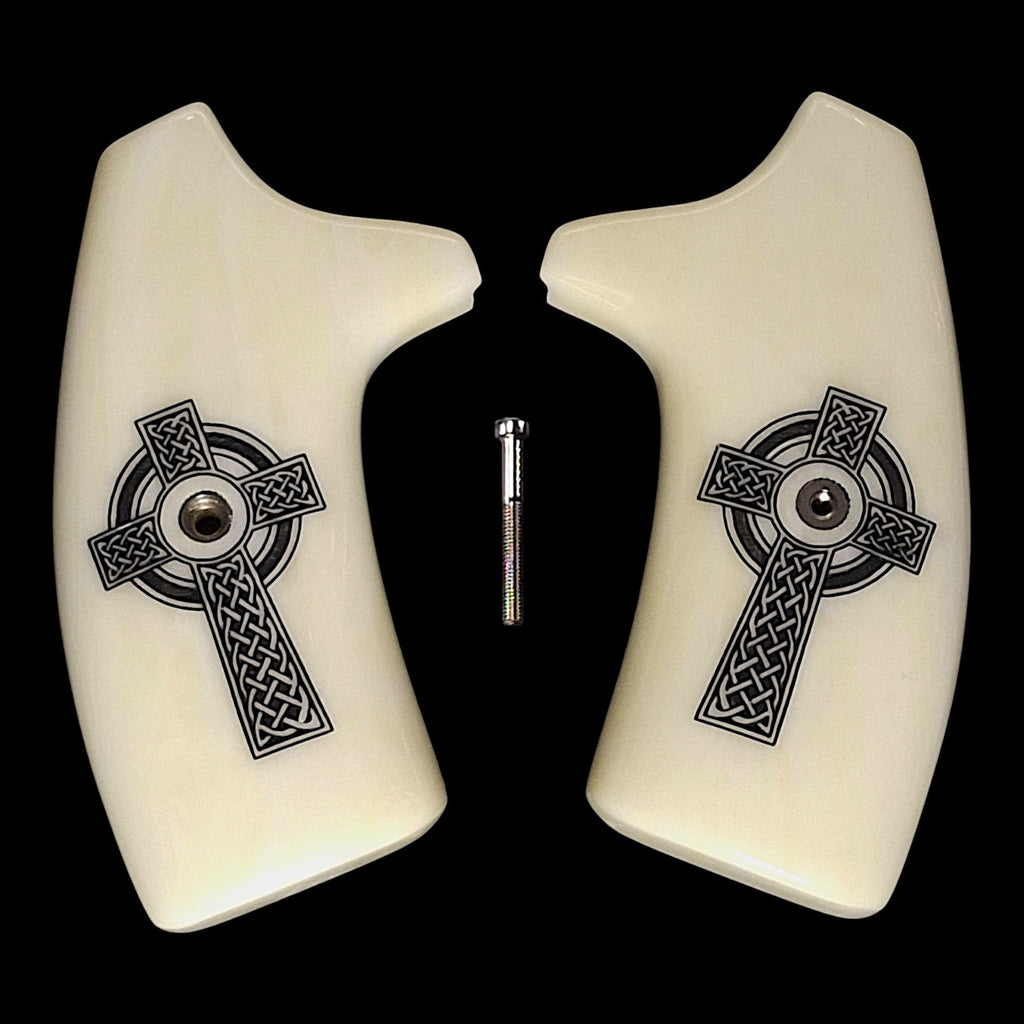 Faux Ivory Celtic Cross Extended Smith & Wesson J-Frame Grips