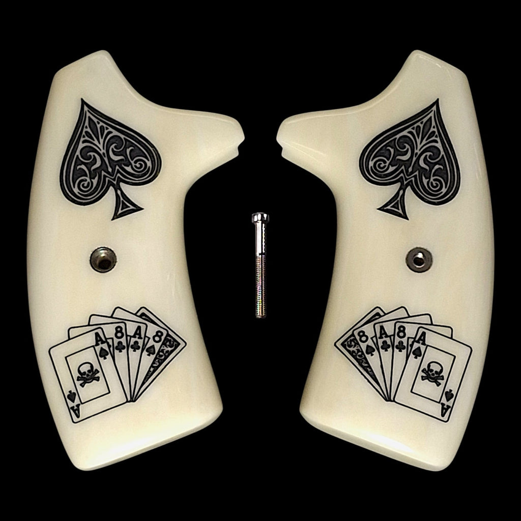 Faux Ivory Dead Man's Hand Extended Smith & Wesson J-Frame Grips