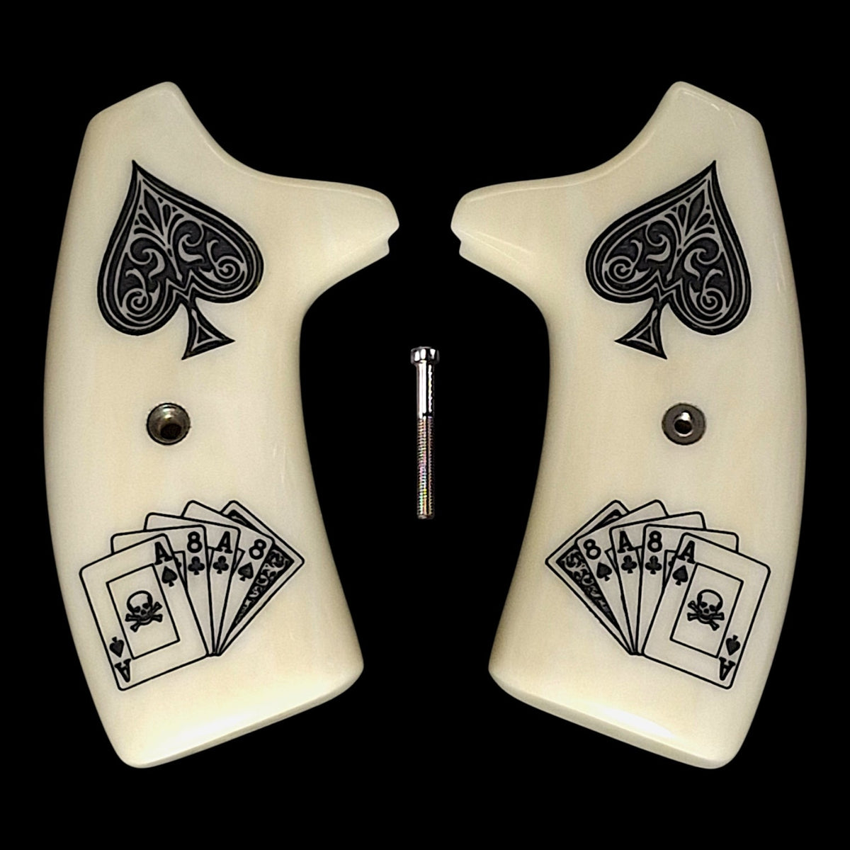 Faux Ivory Dead Man's Hand Extended Smith & Wesson J-Frame Grips